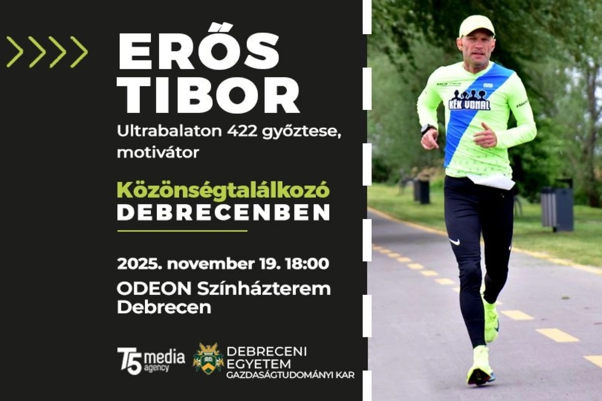 Erős Tibor Ultrabalaton 422 győztes, motivátor közönségtalálkozó Debrecenben