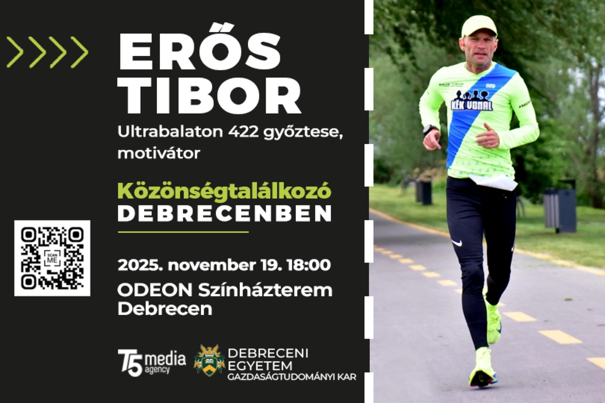 Erős Tibor Ultrabalaton 422 győztes, motivátor közönségtalálkozó Debrecenben