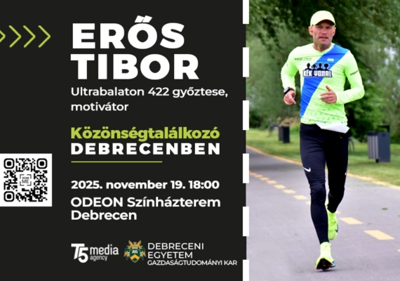 Erős Tibor Ultrabalaton 422 győztes, motivátor közönségtalálkozó Debrecenben